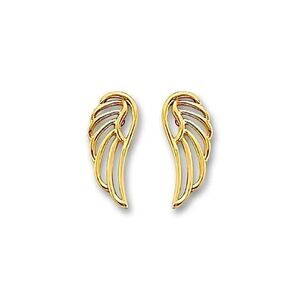 14K Solid Gold Wing Stud Earrings | Dainty Angel Jewelry By Tehrani Jewelry